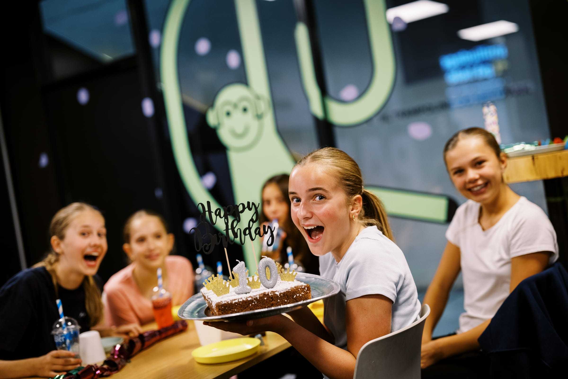 The birthday group gathered inside Playground